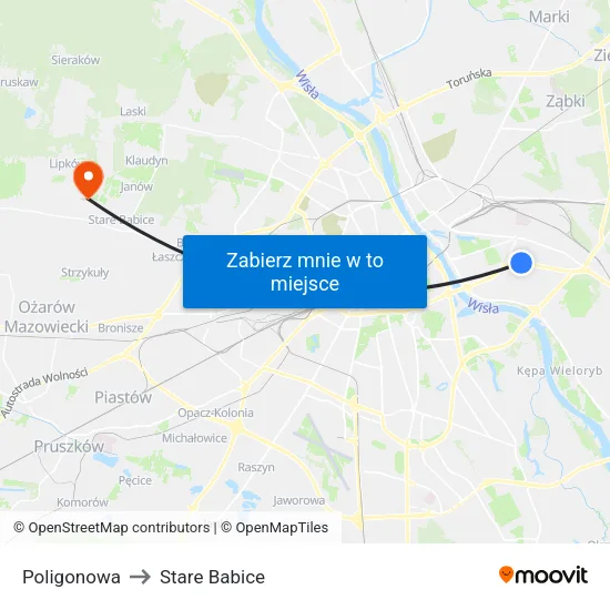 Poligonowa to Stare Babice map
