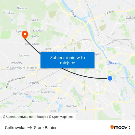 Gołkowska to Stare Babice map