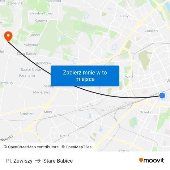 Pl. Zawiszy to Stare Babice map
