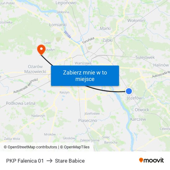 PKP Falenica 01 to Stare Babice map