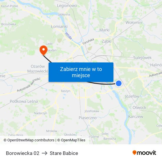 Borowiecka 02 to Stare Babice map