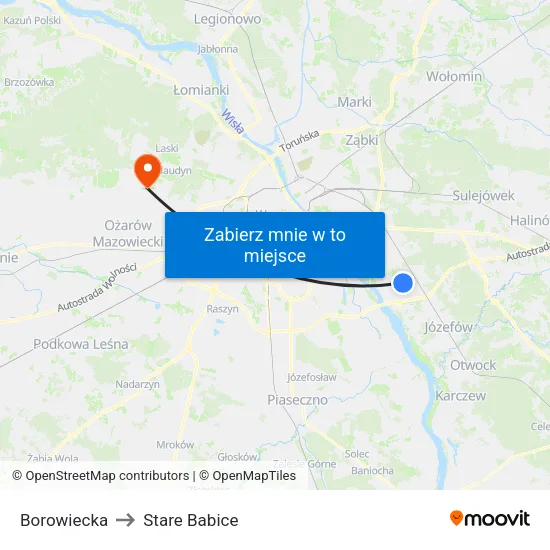Borowiecka to Stare Babice map
