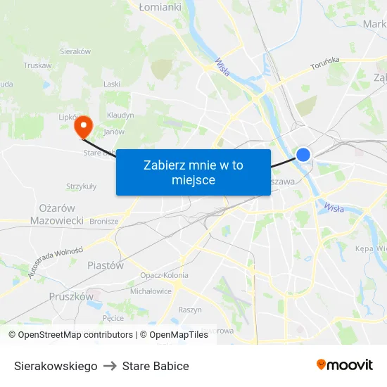 Sierakowskiego to Stare Babice map