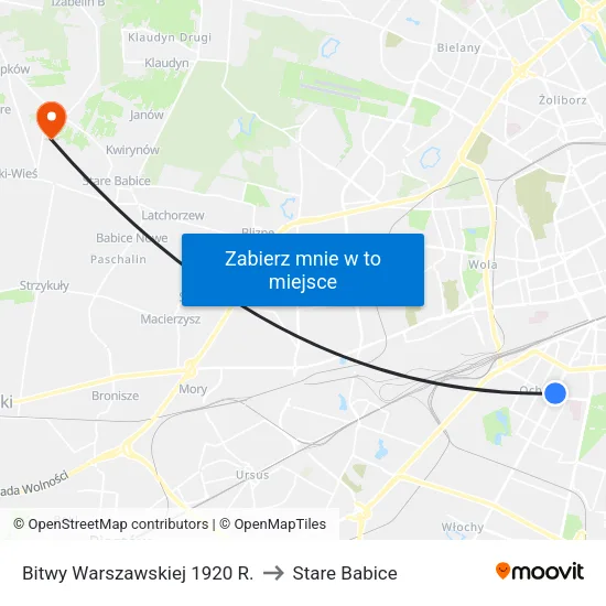 Bitwy Warszawskiej 1920 R. to Stare Babice map