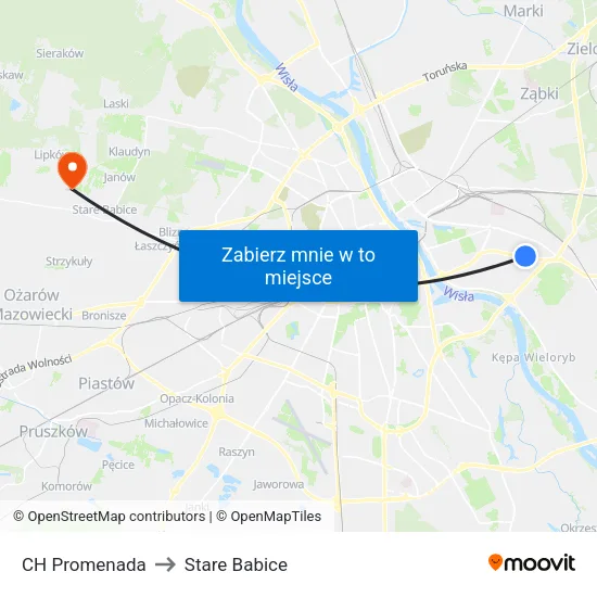 CH Promenada to Stare Babice map