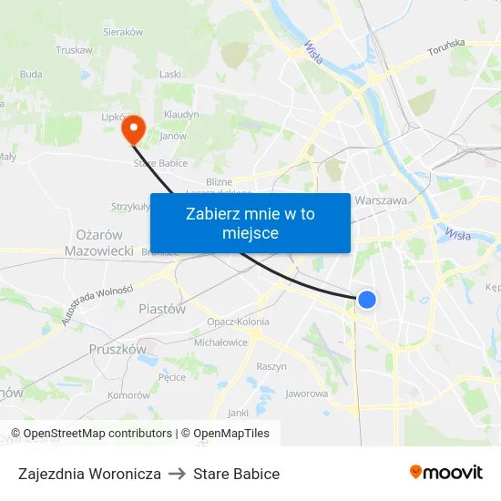 Zajezdnia Woronicza to Stare Babice map