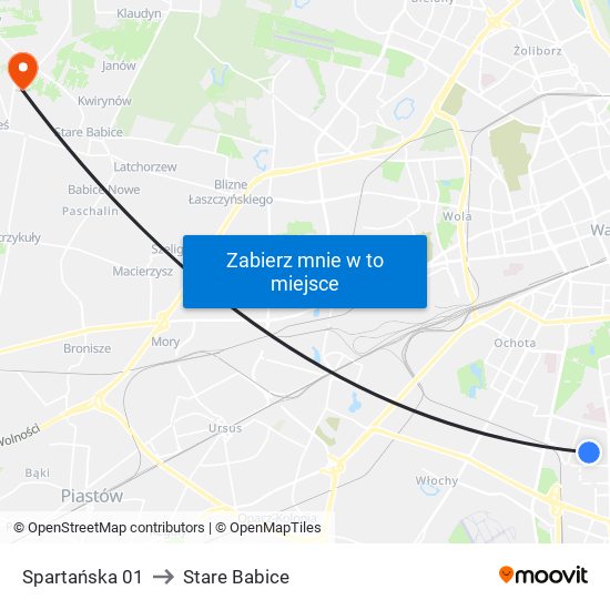 Spartańska 01 to Stare Babice map