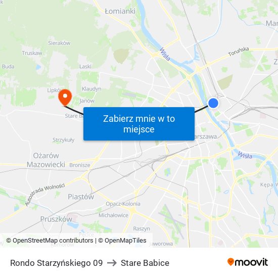 Rondo Starzyńskiego 09 to Stare Babice map