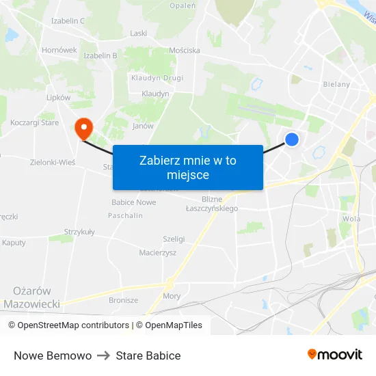 Nowe Bemowo to Stare Babice map