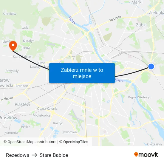 Rezedowa to Stare Babice map