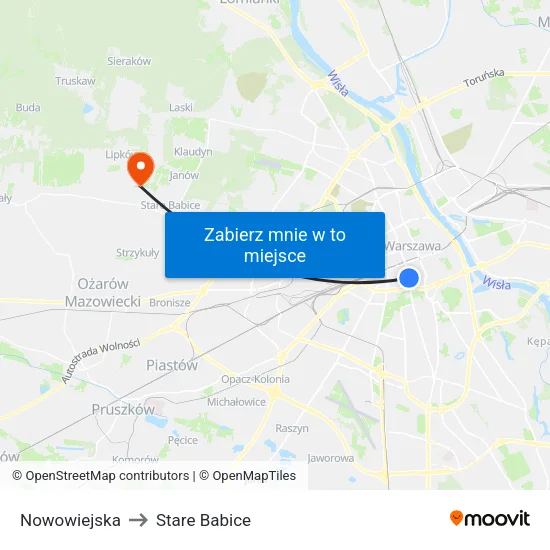 Nowowiejska to Stare Babice map