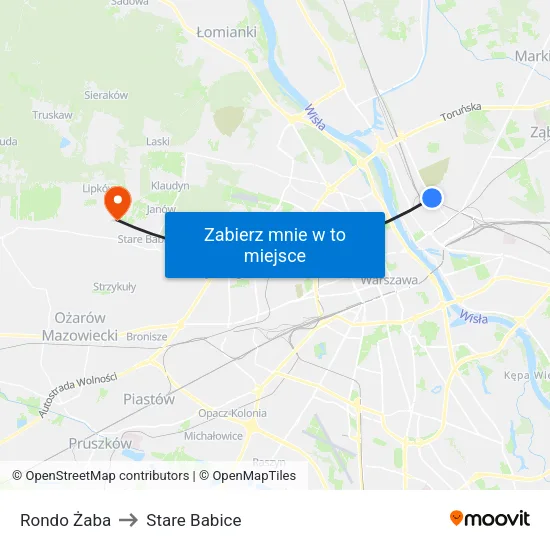 Rondo Żaba to Stare Babice map