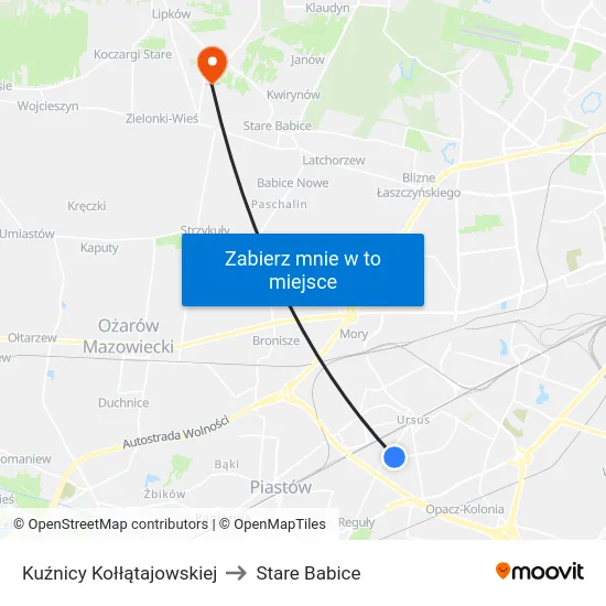 Kuźnicy Kołłątajowskiej to Stare Babice map