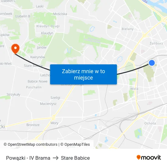 Powązki - IV Brama to Stare Babice map
