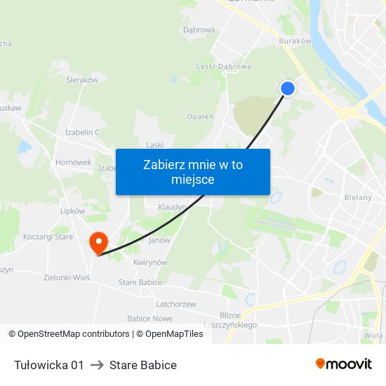 Tułowicka 01 to Stare Babice map