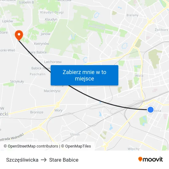 Szczęśliwicka to Stare Babice map