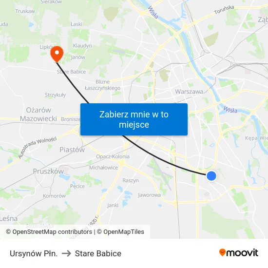 Ursynów Płn. to Stare Babice map