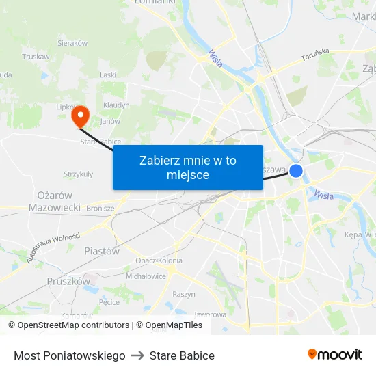 Most Poniatowskiego to Stare Babice map