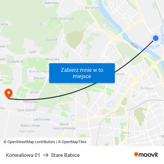 Konwaliowa 01 to Stare Babice map