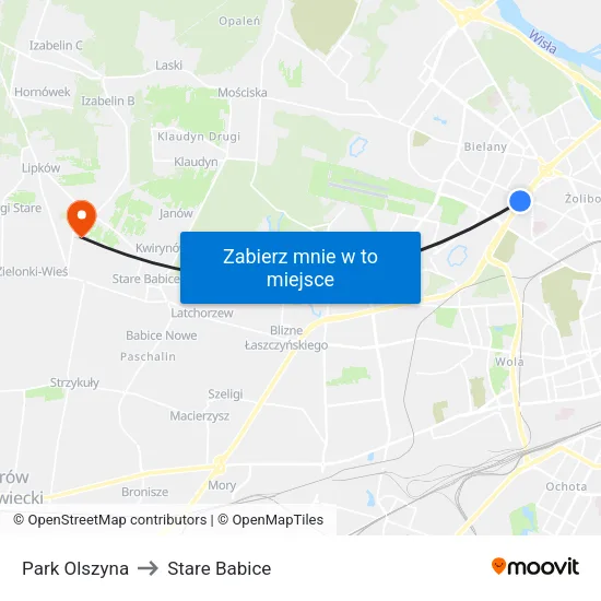 Park Olszyna to Stare Babice map