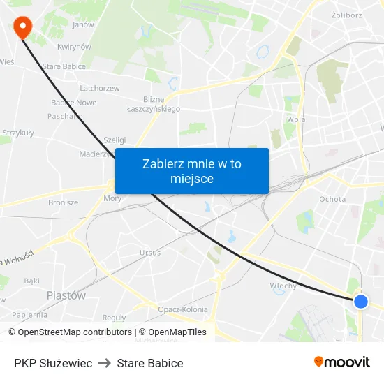 PKP Służewiec to Stare Babice map