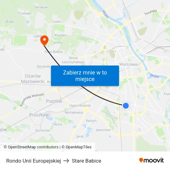 Rondo Unii Europejskiej to Stare Babice map