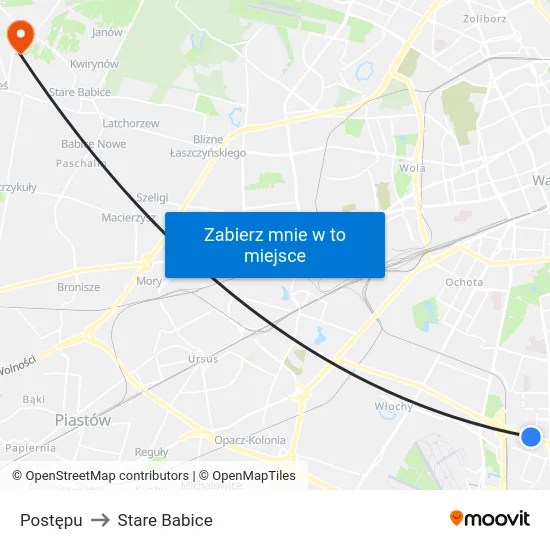 Postępu to Stare Babice map