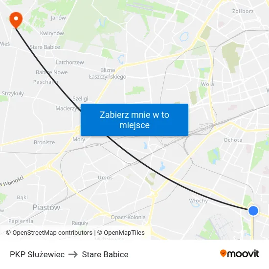 PKP Służewiec to Stare Babice map