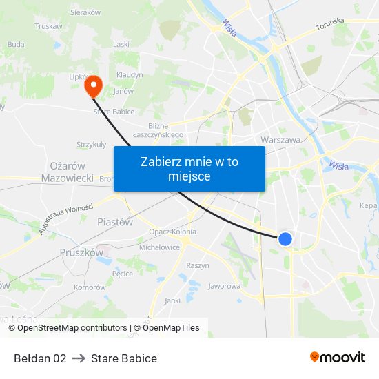 Bełdan 02 to Stare Babice map
