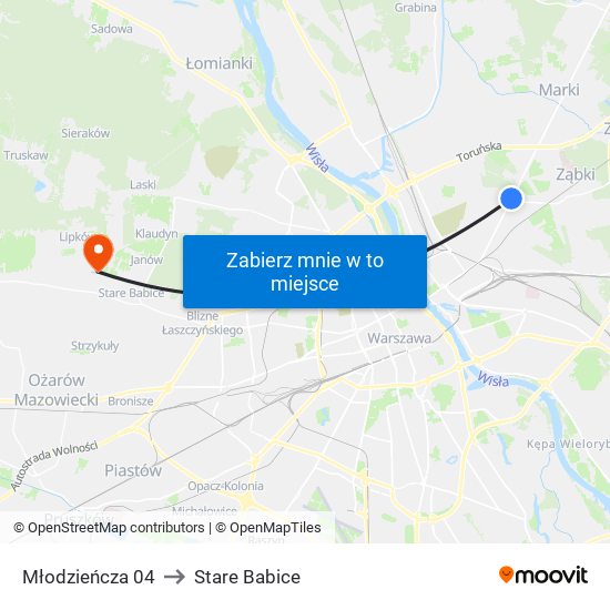 Młodzieńcza 04 to Stare Babice map