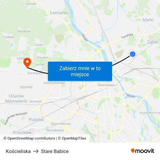 Kościeliska to Stare Babice map