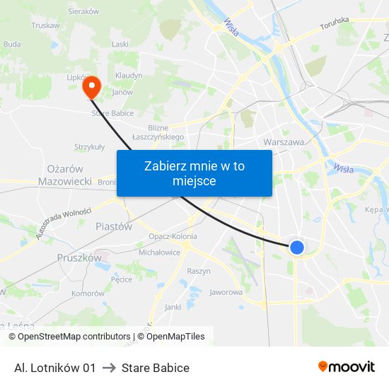 Al. Lotników 01 to Stare Babice map