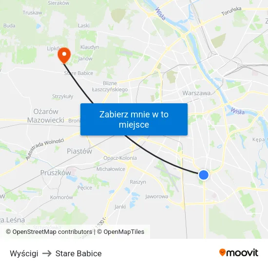 Wyścigi to Stare Babice map