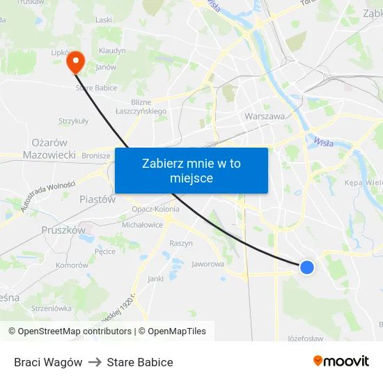 Braci Wagów to Stare Babice map