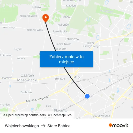 Wojciechowskiego to Stare Babice map