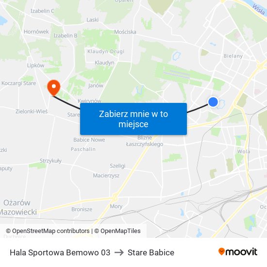 Hala Sportowa Bemowo 03 to Stare Babice map