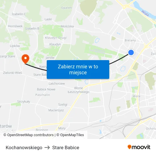 Kochanowskiego to Stare Babice map
