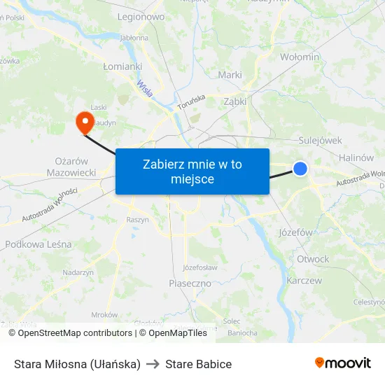 Stara Miłosna (Ułańska) to Stare Babice map