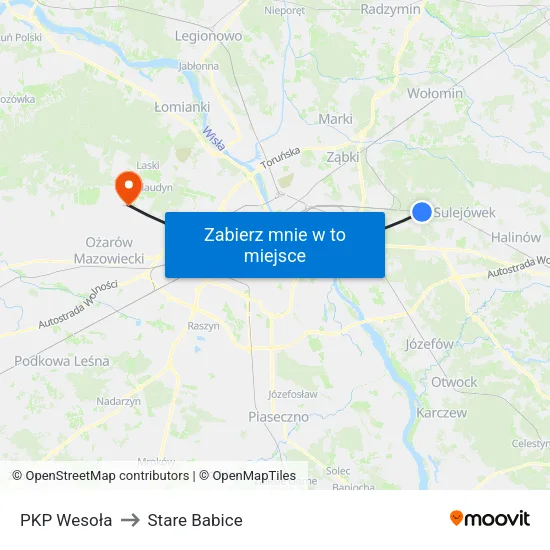 PKP Wesoła to Stare Babice map