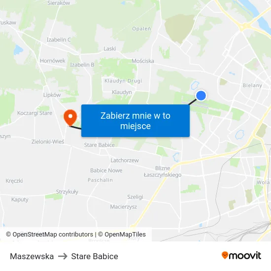 Maszewska to Stare Babice map