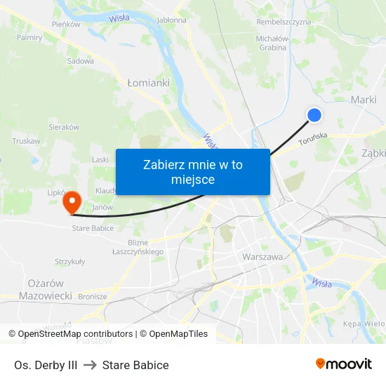 Os. Derby III to Stare Babice map