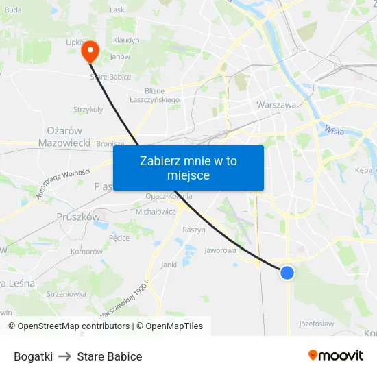 Bogatki to Stare Babice map