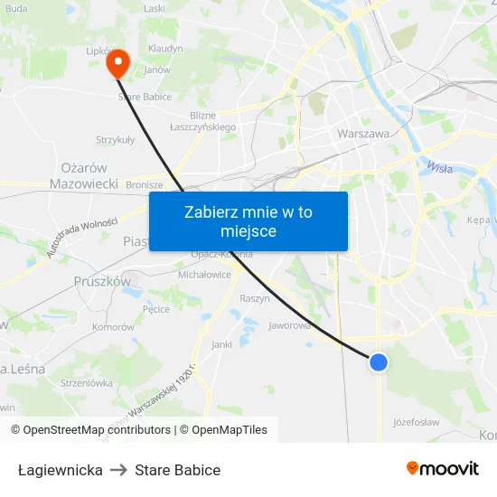 Łagiewnicka to Stare Babice map