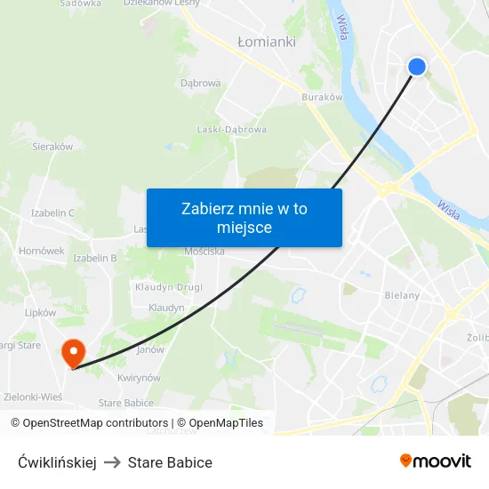 Ćwiklińskiej to Stare Babice map