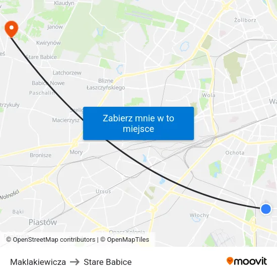 Maklakiewicza to Stare Babice map