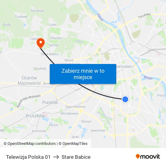 Telewizja Polska to Stare Babice map