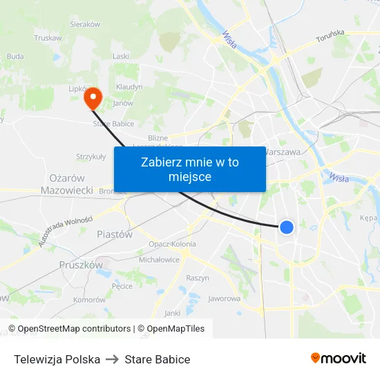 Telewizja Polska to Stare Babice map