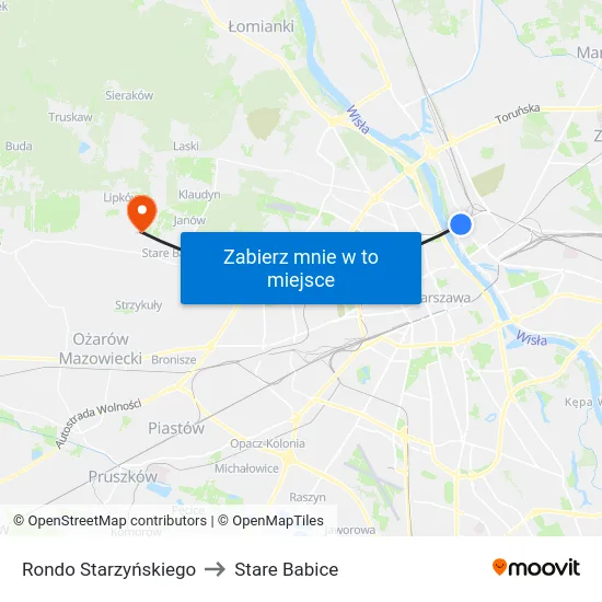 Rondo Starzyńskiego to Stare Babice map