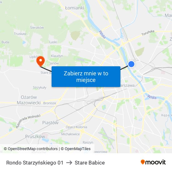 Rondo Starzyńskiego to Stare Babice map