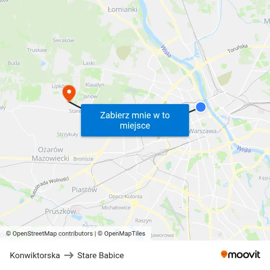 Konwiktorska to Stare Babice map